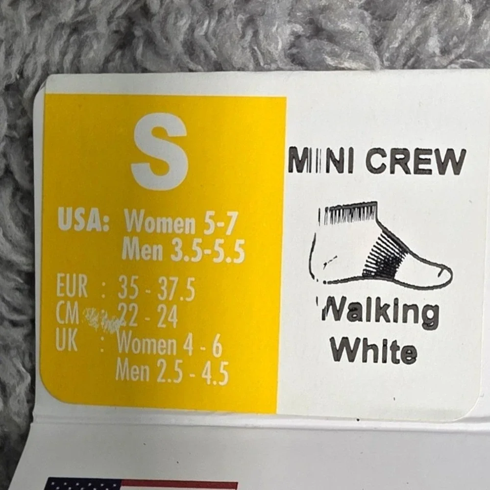 Drymax Walking Mini Crew Socks White Anti-Blister‎ Performance Unisex Small NEW